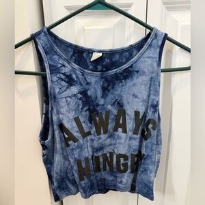 Stylish Blue Tie-Dye Crop Top with Statement Print